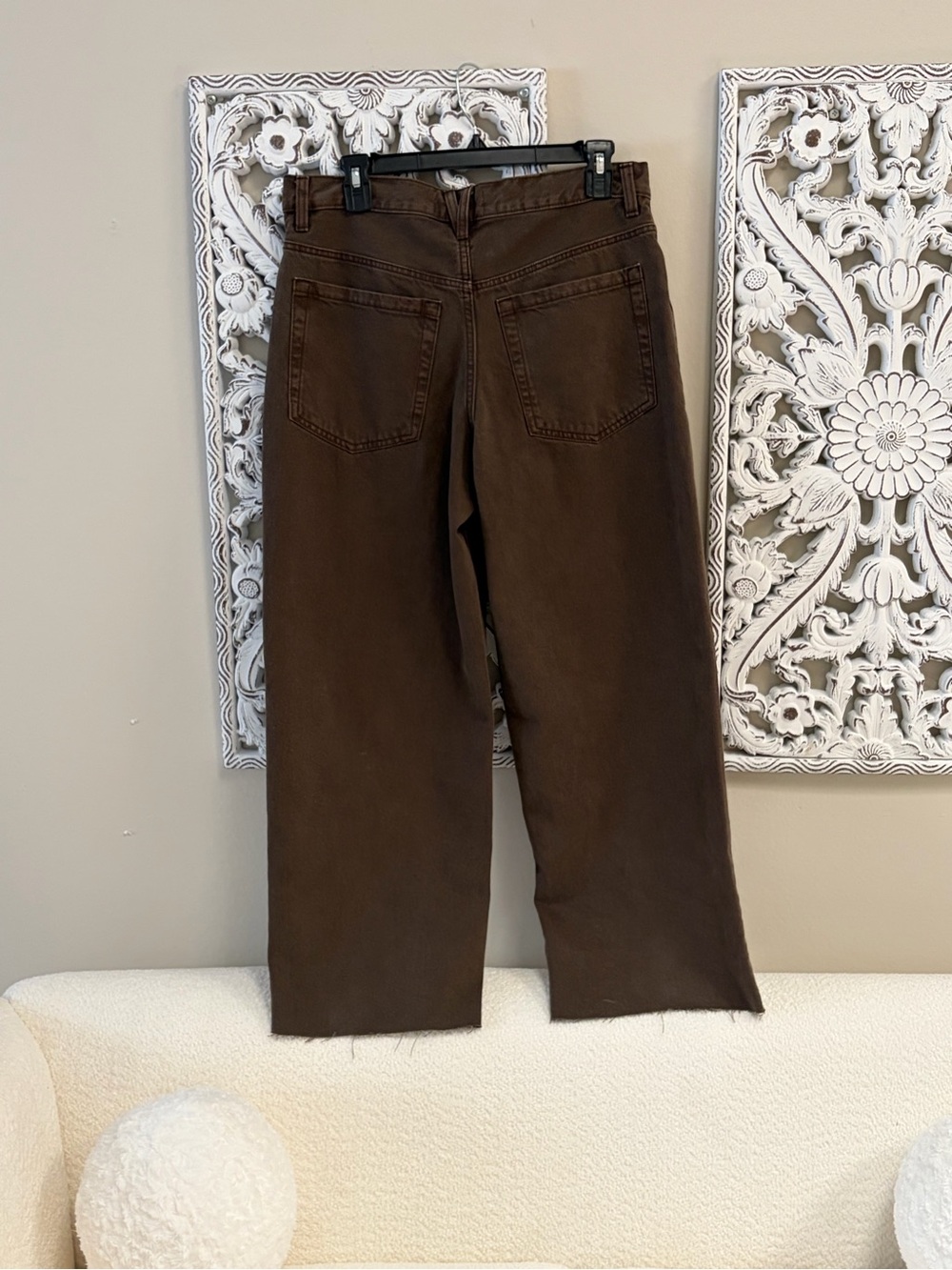 GARAGE Brown Wide leg Denim Jeans Low Rise Baggy 5/27 **Cut To Fray**